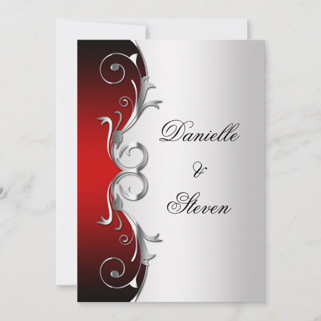 Invitación Celebración del Boda del Post Red Black Silver (Anverso)