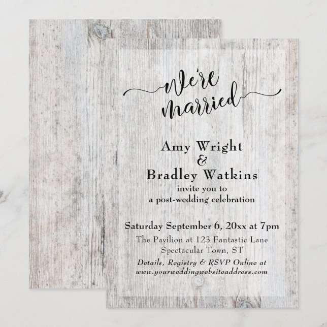 Invitación Celebración del Boda del Rustic Weathered Wood Pos (Anverso / Reverso)