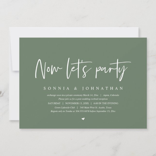 Invitación Celebración del boda Elopement, ahora vamos a fies (Anverso)