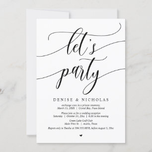 Invitación Celebración del boda Elopement, Fiesta