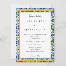 Invitación Celebración del Boda estético azul moderno