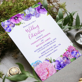 Invitación Celebración del Boda Floral Purple Paisley