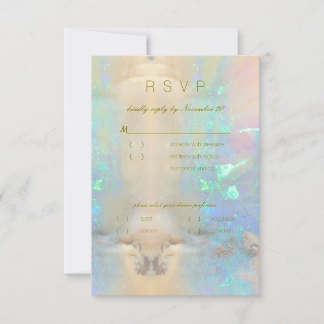 Invitación Celebración del Boda Opal Gemstone RSVP (Anverso)