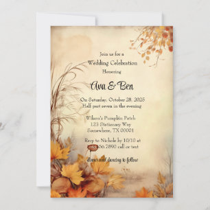 Invitación Celebración del Boda Rústico Foliage Naranja otoño