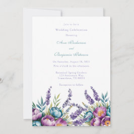 Invitación Celebración del Boda Turquesa Purple Wildflowers