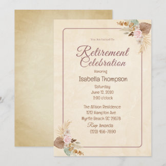 Invitación Celebración del Boho Floral Retirement Fiesta