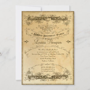 Invitación Celebración del Centenario con Manchas de Té al Es