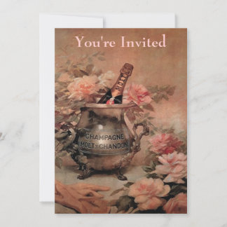 Invitación Celebración del champagne y los Rosas