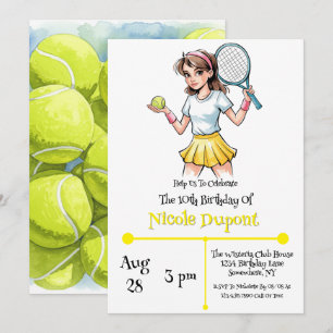 Invitación Celebración del Chica de la bola de tenis de cumpl