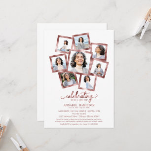 Invitación Celebración del collage de fotos del funeral de la