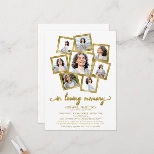 Invitación Celebración del collage de fotos del funeral de la