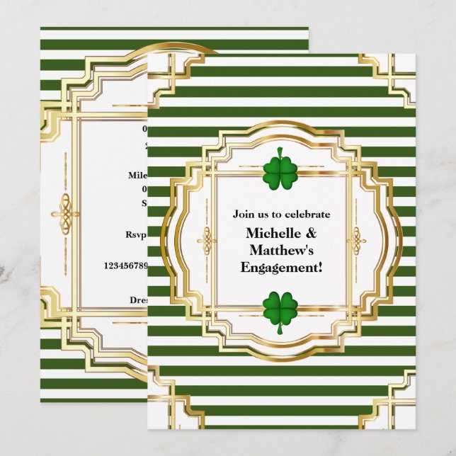 Invitación Celebración del compromiso irlandés fiesta de cham (Anverso / Reverso)