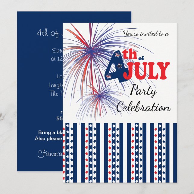 Invitación Celebración del Cuarto Fiesta de Julio (Anverso / Reverso)