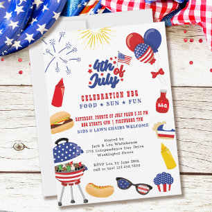Invitación Celebración del Cuatro de Julio BBQ en el patio tr