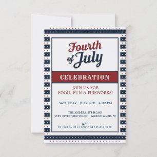 Invitación Celebración del Cuatro de Julio Estrellas y Franja