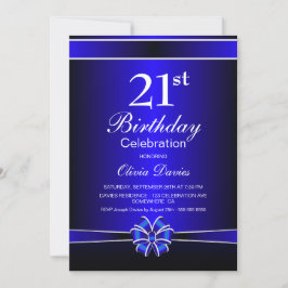 Invitación Celebración del cumpleaños 21 negro y azul