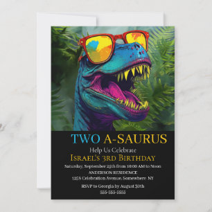 Invitación Celebración del cumpleaños azul de Dinosaur
