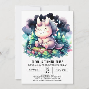 Invitación Celebración del cumpleaños de Dino con color de ag