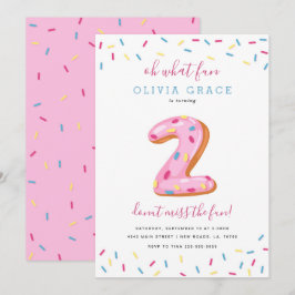 Invitación Celebración del cumpleaños de Donut | Dos