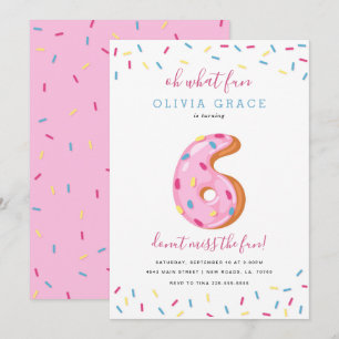 Invitación Celebración del cumpleaños de Donut  Seis
