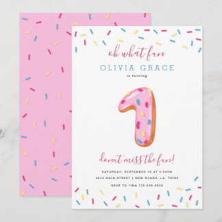 Invitación Celebración del cumpleaños de Donut | Uno