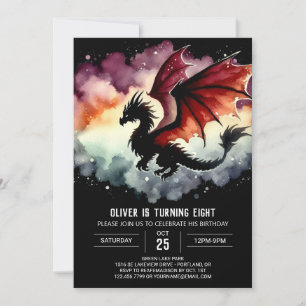 Invitación Celebración del cumpleaños de Dragon con mano y au