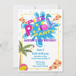 Invitación Celebración del cumpleaños de Fiesta Pizza y Pool