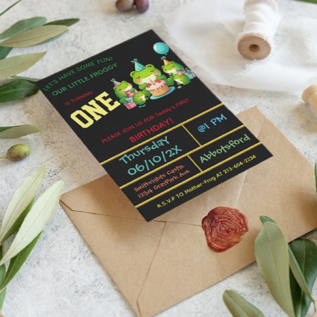 Invitación Celebración del cumpleaños de Froggy oscuro - ¡1 a (Subido por el creador)