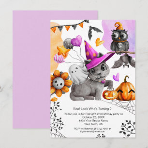 Invitación Celebración del cumpleaños de Halloween de la niñi