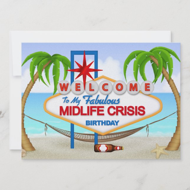 Invitación Celebración del cumpleaños de la crisis de la vida (Anverso)