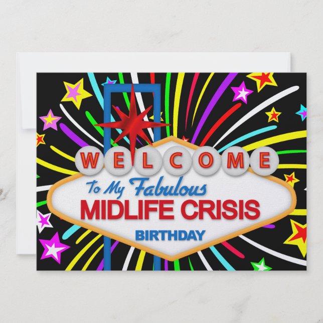 Invitación Celebración del cumpleaños de la crisis de la vida (Anverso)