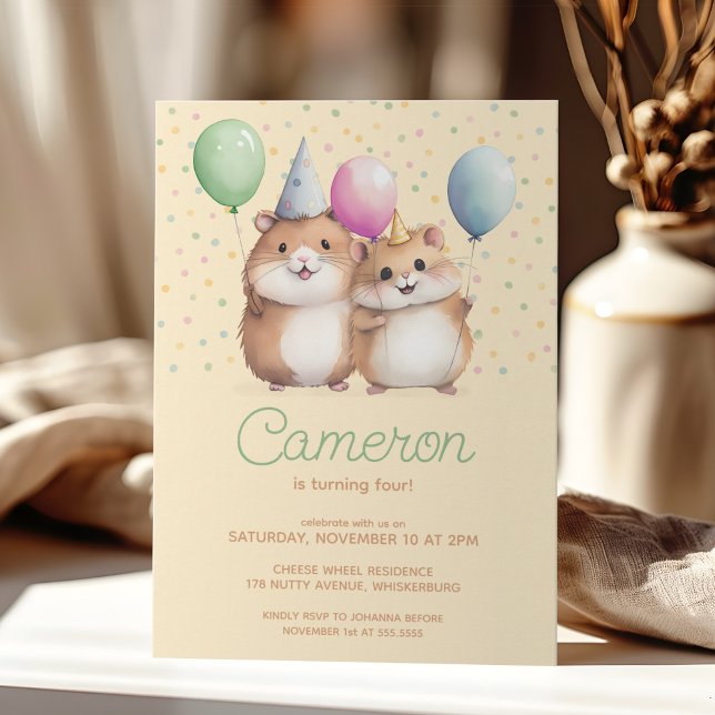 Invitación Celebración del cumpleaños de los niños de Hamster (Subido por el creador)
