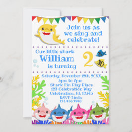 Invitación Celebración del cumpleaños de los tiburones arcoir