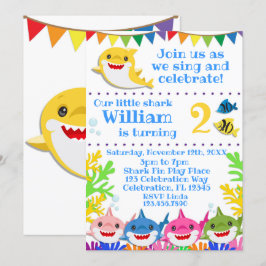 Invitación Celebración del cumpleaños de los tiburones arcoir