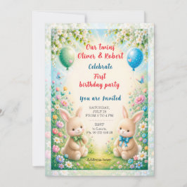 Invitación celebración del cumpleaños de niños gemelos