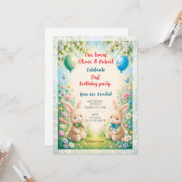 Invitación celebración del cumpleaños de niños gemelos