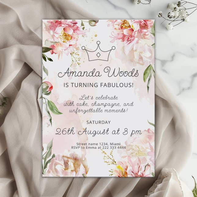 Invitación Celebración del cumpleaños de Regal Royal Bloom (Subido por el creador)
