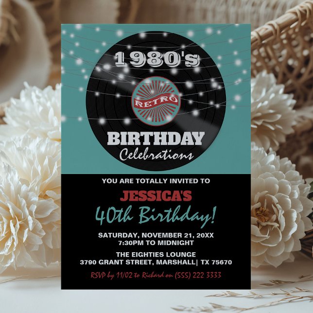 Invitación Celebración del cumpleaños de Retro en los años 80 (Subido por el creador)