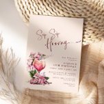 Invitación Celebración del cumpleaños de Sip Sip Hooray Boho<br><div class="desc">Elegante caligrafía "Sip Sip Sip Hooray" fiesta de cumpleaños invitación color rosa floral y de champán.</div>