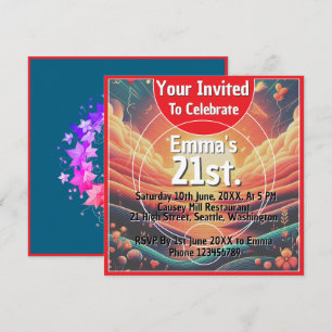 Invitación Celebración del cumpleaños de Sunrise Burst 21