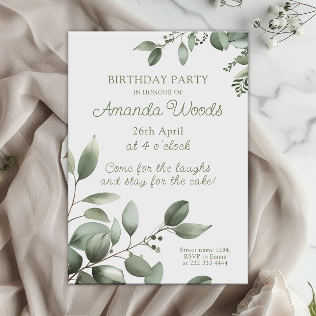 Invitación Celebración del cumpleaños de Tranquil Leafy Grace (Subido por el creador)
