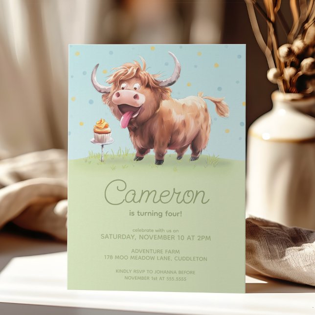 Invitación Celebración del cumpleaños de un niño de vaca en m (Subido por el creador)