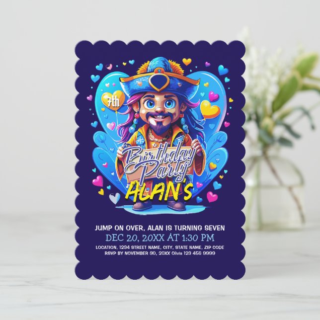 Invitación Celebración del cumpleaños del Capitán Pirata (Anverso de pie)