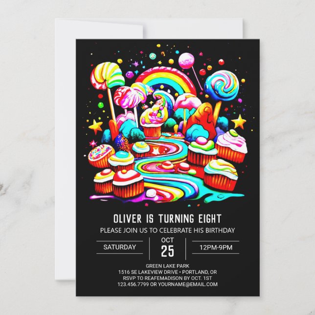 Invitación Celebración del cumpleaños del dulce Lollipop (Anverso)