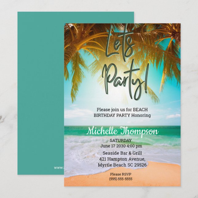Invitación Celebración del cumpleaños del Fiesta de la escena (Anverso / Reverso)