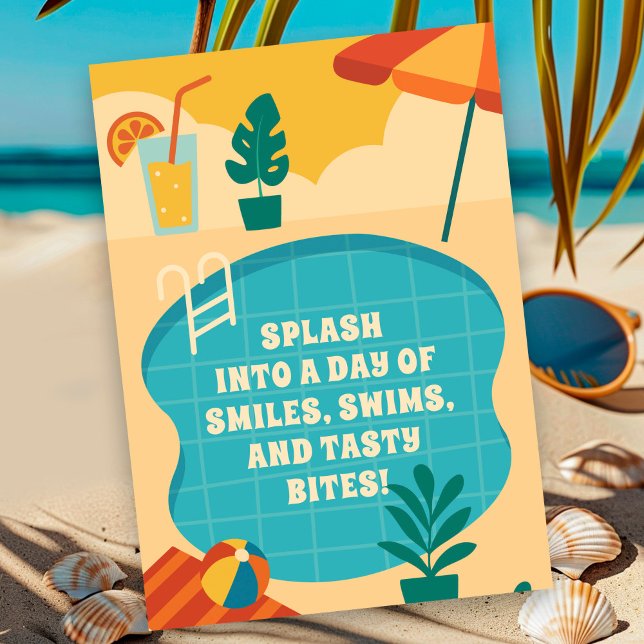 Invitación Celebración del cumpleaños del Fiesta de la piscin (Subido por el creador)