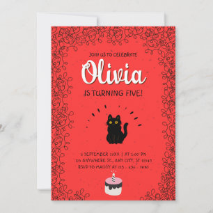 Invitación Celebración del cumpleaños del gato de Red Waterco