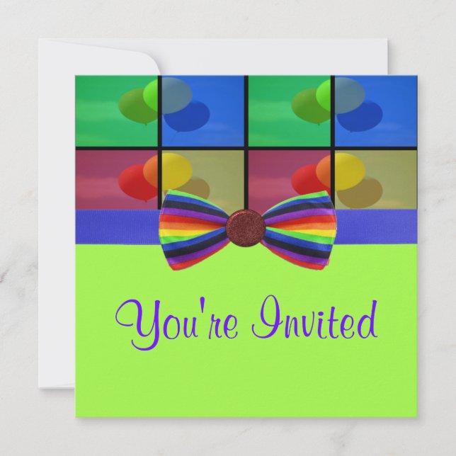 Invitación Celebración del cumpleaños del globo del arco iris (Anverso)