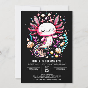 Invitación Celebración del cumpleaños del océano Axolotl digi