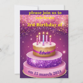 Invitación celebración del cumpleaños del pastel